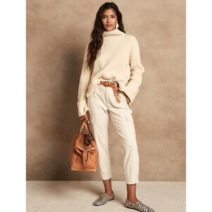 Banana Republic 10 High-Rise Tapered Cargo Pant 10 Cream #746693 NWT